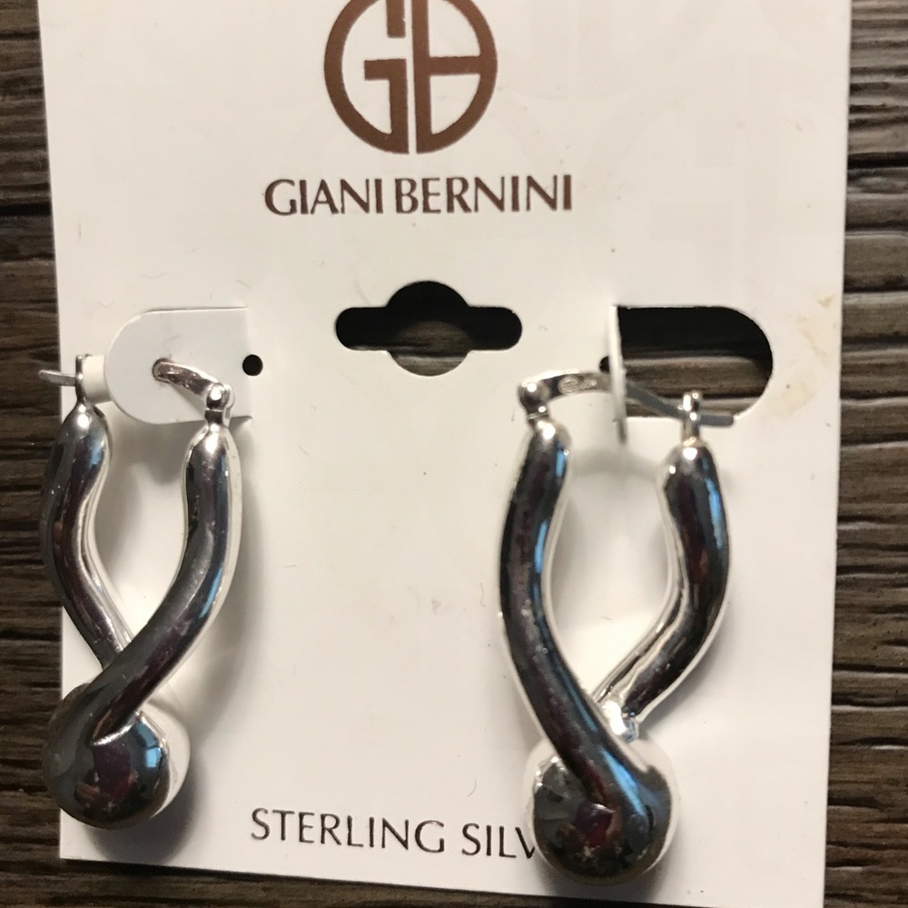 Sterling silver ball drop hoop earrings